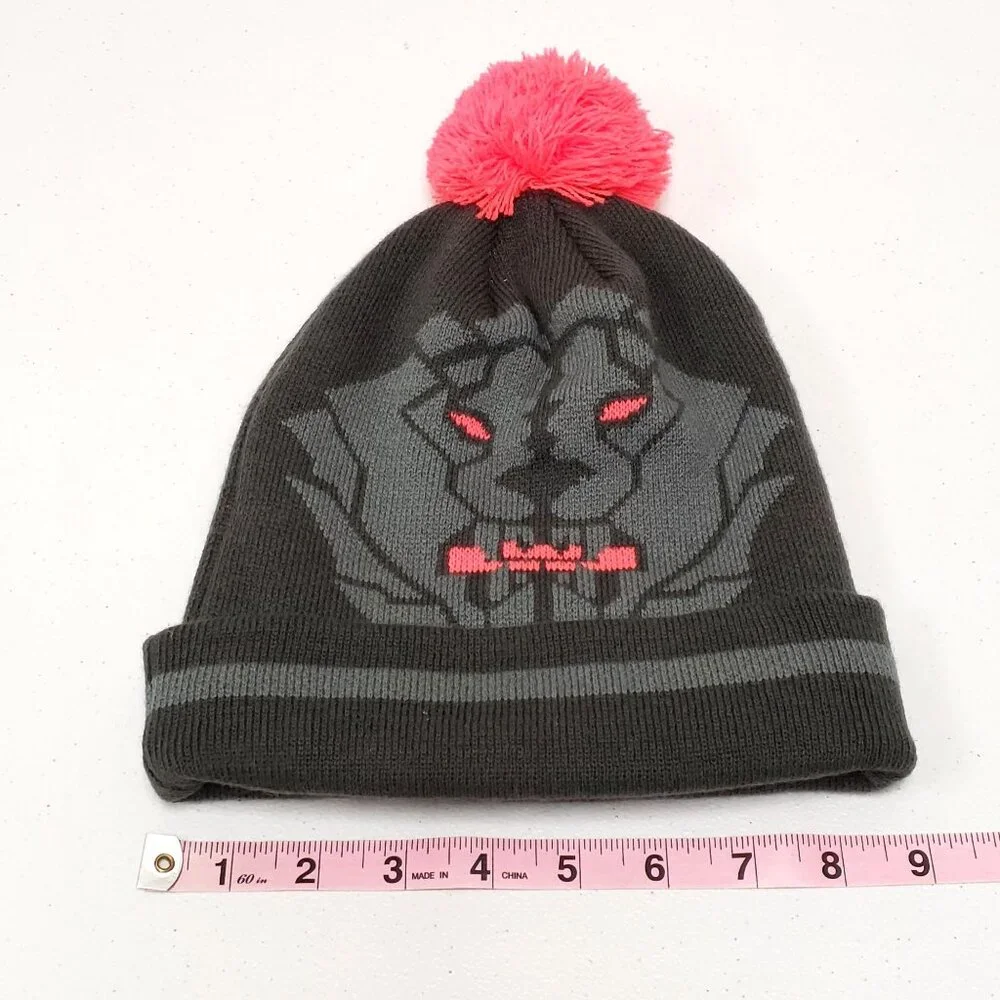 Nike LeBron James King Lion Beanie Toboggan Pom Pom Gray Pink Youth Size